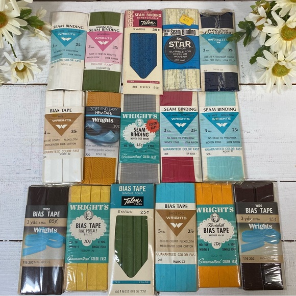Lot of 16 Vintage Bias Tape, Seam Binding and Hem Tape - Picture 1 of 12